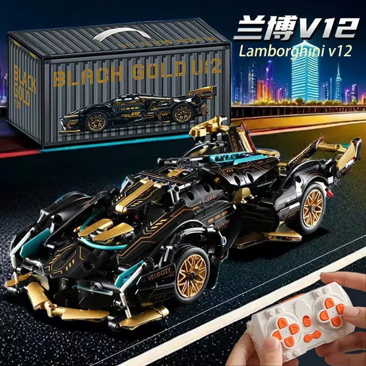 XMWL Roadster RC Tech Racer 1:14 Édition Limitée V12 Noire Briques Auto Bloquantes Collection by Mon Labubu