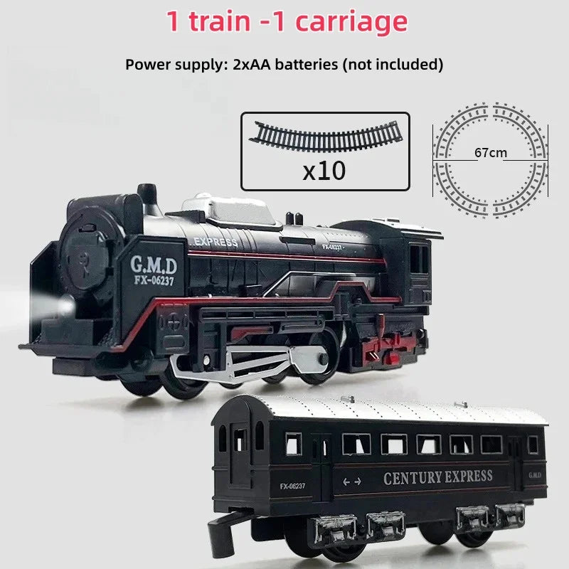 Ensemble de Train électrique avec lumières, modèle de Train de Locomotive avec entraîneur de passagers/voiture de chargement et pistes, cadeaux d'anniversaire et de noël pour enfants