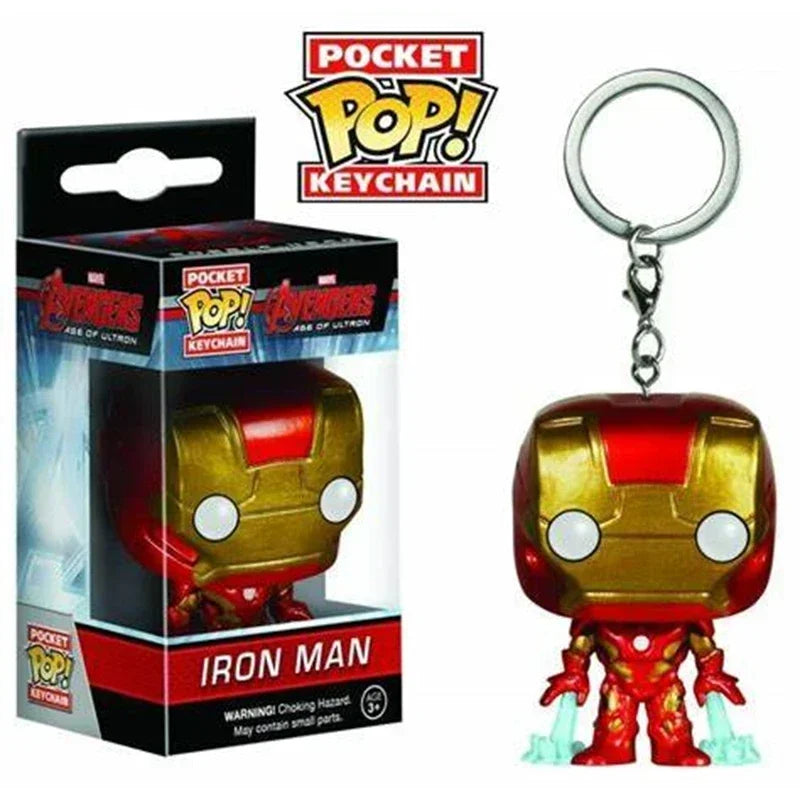 FUNKO Captain America Inro Man Deadpool Spider-Man Thanos Thor Keychain Toys Vinyl Doll Collectible Figures Best Gift for Kids