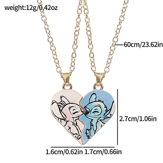 Bandai Collier Couple Stitch Et Angel Disney Bijoux Cœur Amour Édition Limitée Collection Lilo Stitch by POP MART INTERNATIONAL GROUP LIMITED