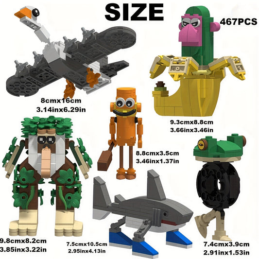 Set 6-en-1 Figurines à Construire – Série Tralalero Tung Sahur – Blocs Brainrot Collectors