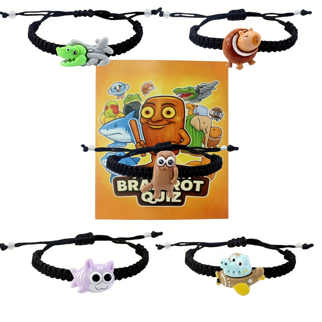 5 Bracelets Tressés Brainrot – Figurines Tralalero à Collectionner