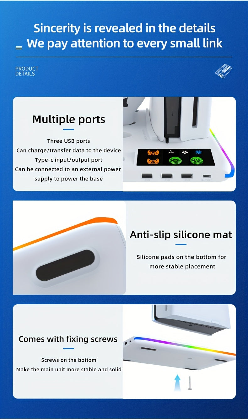 CoolBase – Station de Refroidissement PS5 avec Chargeur Double & LED RGB