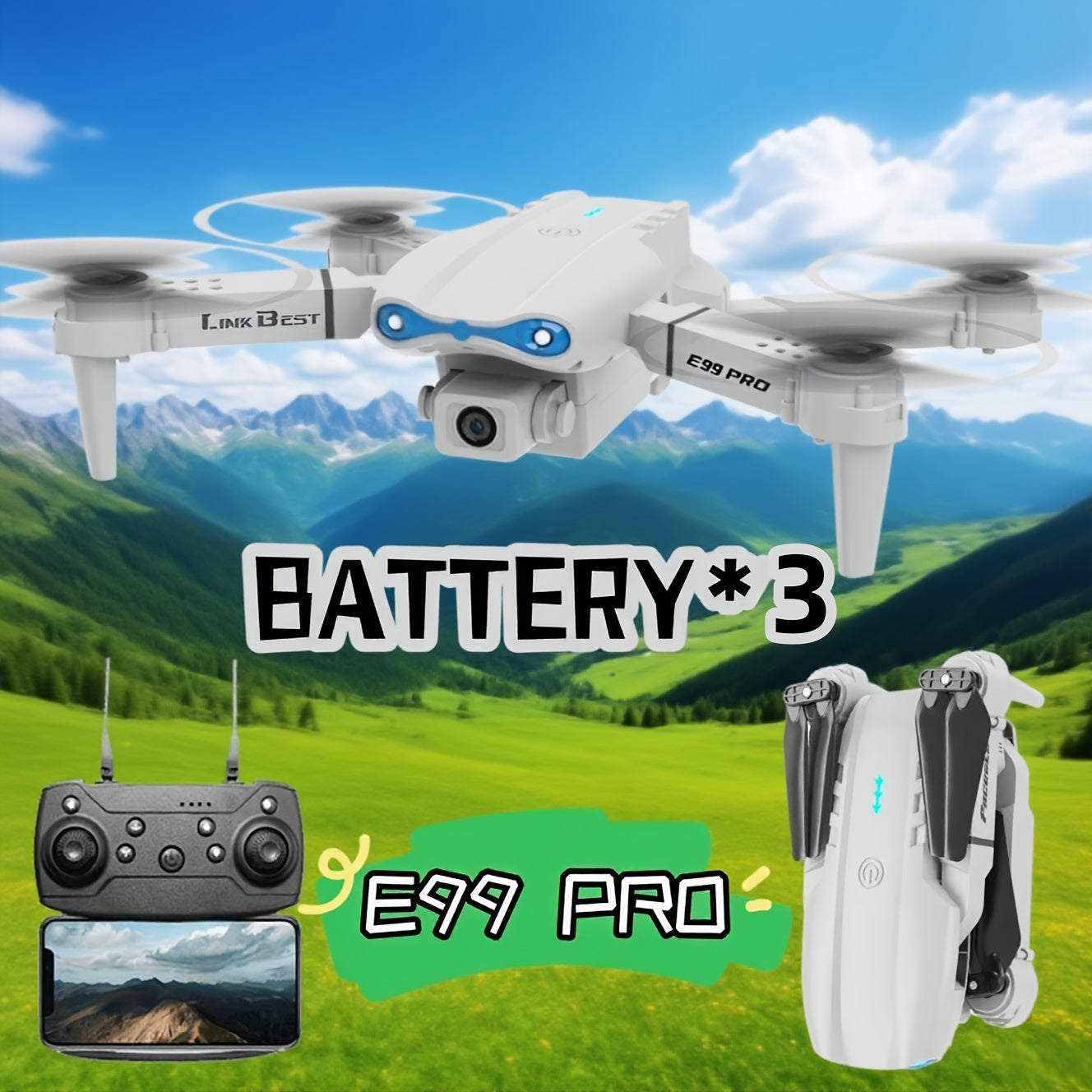 SkyE99 Pro – Drone Pliable Intelligent à Double Caméra HD