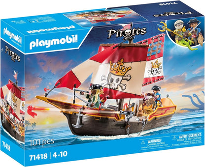 Bateau pirate flottant PLAYMOBIL avec personnages et trésor