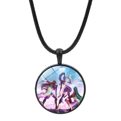 K-Pop-Idol-Anime-Paarkette mit herzförmigem Anhänger „Dämon H“, modische K-Pop-Idol-Halskette, Schmuck, Geschenkidee für Paare, Zeit-Edelstein-Halskette