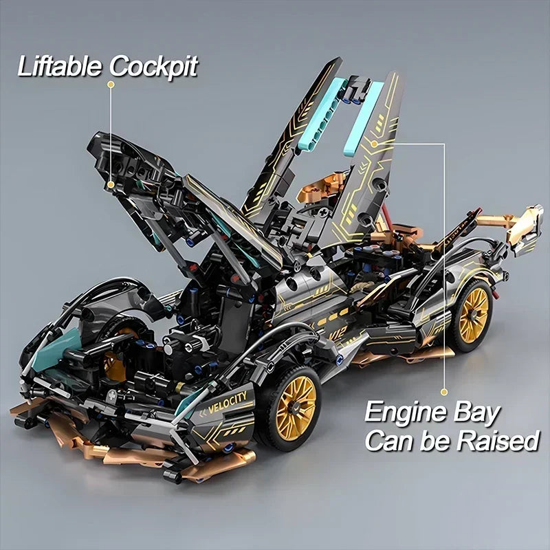 XMWL Roadster RC Tech Racer 1:14 Édition Limitée V12 Noire Briques Auto Bloquantes Collection by Mon Labubu