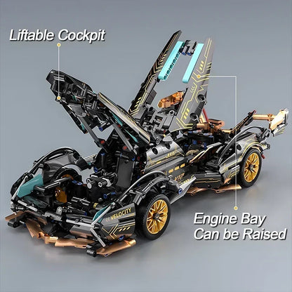 XMWL Roadster RC Tech Racer 1:14 Édition Limitée V12 Noire Briques Auto Bloquantes Collection by Mon Labubu