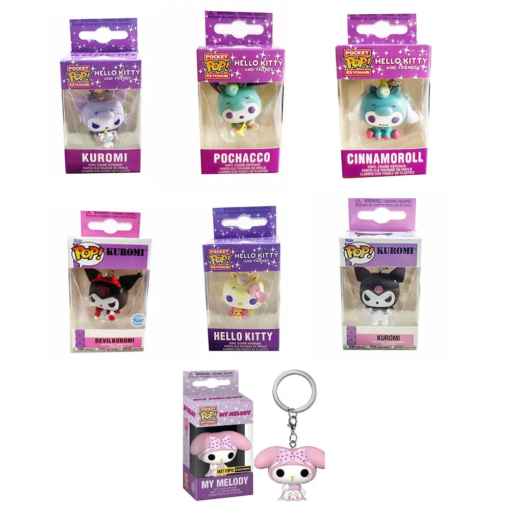 Funko Pop ma mélodie Kuromi avec Baku porte-clés jouet Hello Kitty Pochacco diable Kuromi poche Pop porte-clés modèle à collectionner jouets
