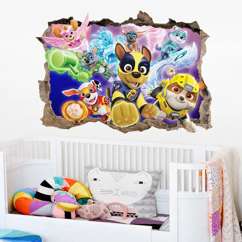 Autocollants Muraux Paw Patrol pour la Décoration de la Maison, Adhésifs Mignons, Anime Skye Chase, Graffiti Décoré, Cadeaux d'Anniversaire pour Garçon et Fille