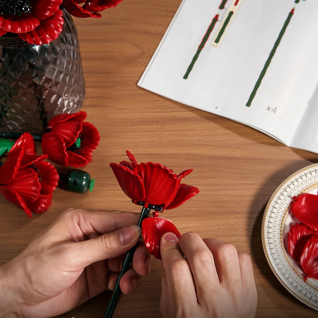 Bouquet de Fleurs Rouges – Blocs de Construction Botanique