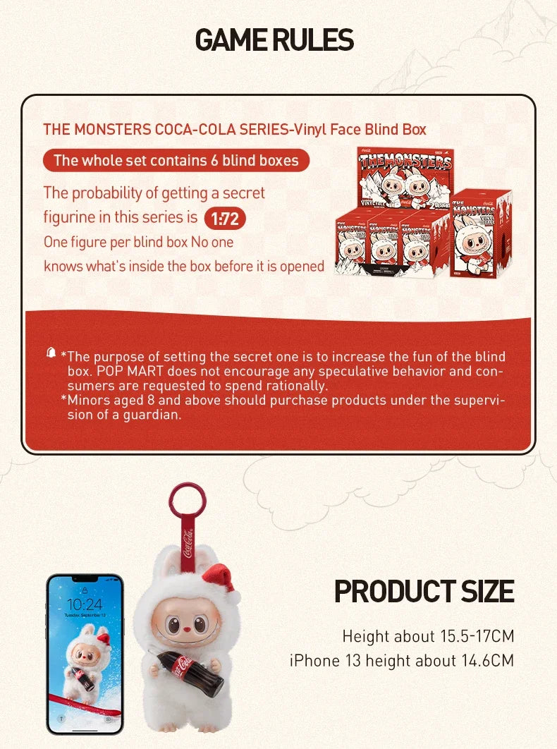 POP MART - Labubu Coca Cola Plüsch-Schlüsselanhänger Blindbox (Ihre Wahl oder zufällig)