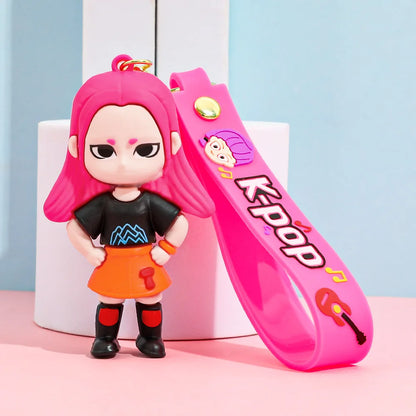 Porte-clés Anime Kpop Demon Hunter, figurine en vinyle Demon Slayer pour sac de voiture, breloque de poupée mignonne, cadeau de collection pour les Fans d'anime