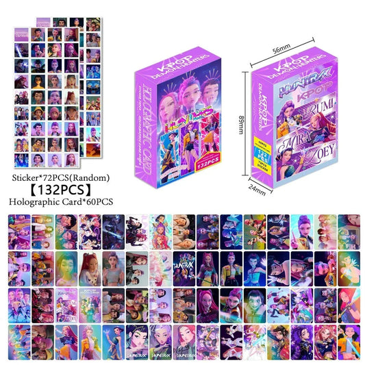 132 pièces K-POP chasseurs de démons Huntrix cartes photo autocollants Anime ensemble à collectionner pour les Fans de K-POP Merch/cartes de visite cadeaux pour enfants