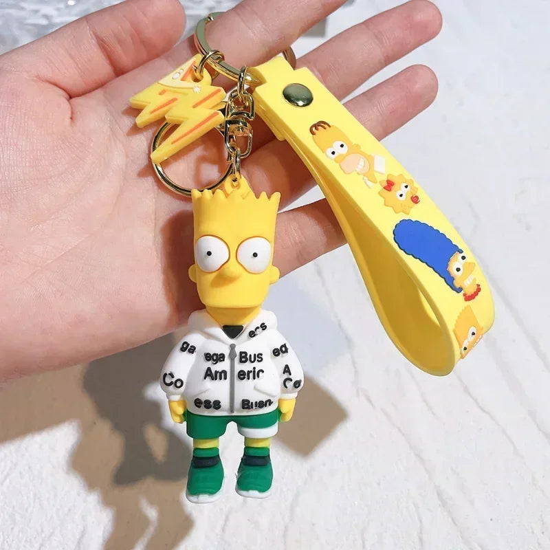 Les Simpsons porte-clés dessin animé figurine porte-clés Kawaii sac pendentif Couples mode voiture porte-clés accessoires enfants jouet cadeaux