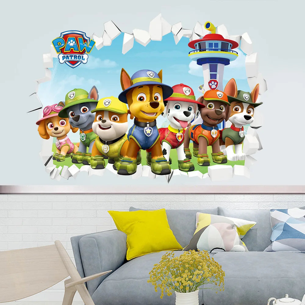 Paw Patrol Wall Stickers for Home Decoration, Cute Decals, Anime Skye Chase, Decorated Graffiti, Birthday Gifts for Boys and Girls