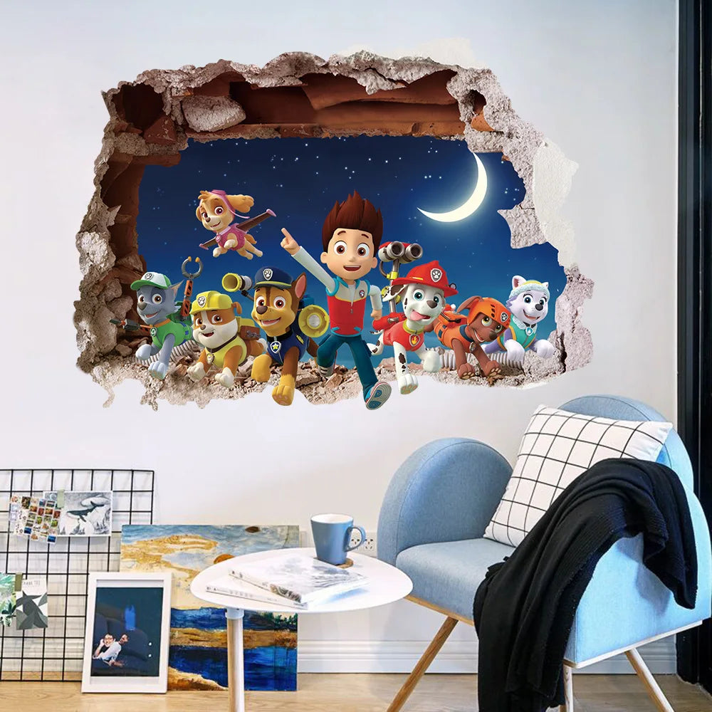 Paw Patrol Wall Stickers for Home Decoration, Cute Decals, Anime Skye Chase, Decorated Graffiti, Birthday Gifts for Boys and Girls