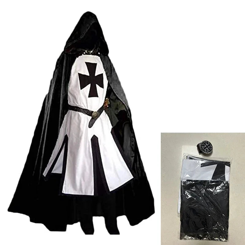 Medieval hooded cape costume – Black and red