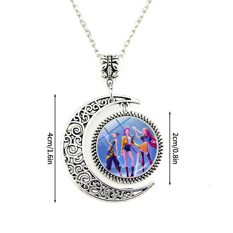 K-Pop-Idol-Anime-Paarkette mit herzförmigem Anhänger „Dämon H“, modische K-Pop-Idol-Halskette, Schmuck, Geschenkidee für Paare, Zeit-Edelstein-Halskette