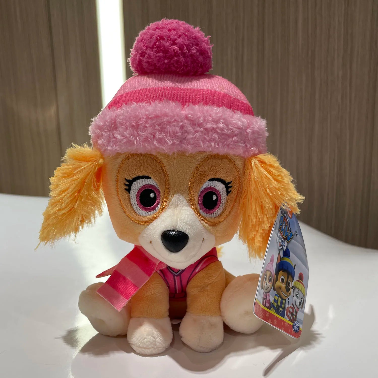 Original PAW Patrol Holiday Style Skye Chase Everest in scarf and hat. Officially licensed plush toy for ages 1 and up. 6 inches (15.2 cm).