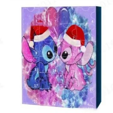 MINISO Calendrier de l’Avent Stitch – 24 Figurines Cartoon Surprise, Édition Noël
