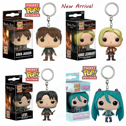 Funko porte-clés attaque sur Titan Levi Eren Jaeger Annie Leonhart Hatsune.Miku figurine porte-clés jouets de poche poupées porte-clés