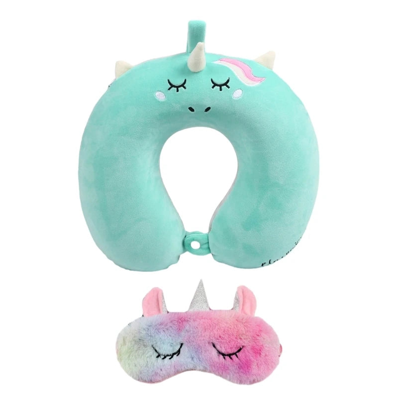 Oreiller avec masque pour les yeux, coussin tête cou, licorne, vol d'affaires, livraison directe
