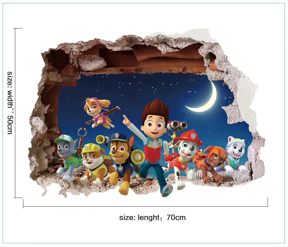 Paw Patrol Wall Stickers for Home Decoration, Cute Decals, Anime Skye Chase, Decorated Graffiti, Birthday Gifts for Boys and Girls