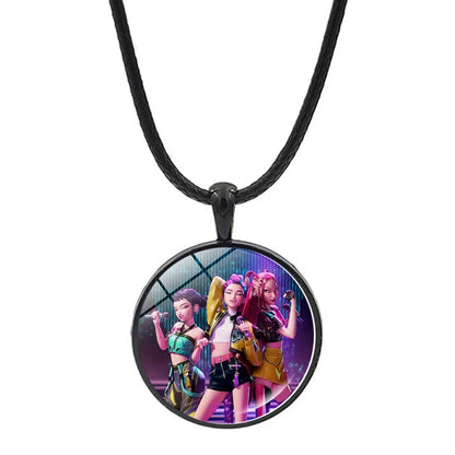 K-Pop-Idol-Anime-Paarkette mit herzförmigem Anhänger „Dämon H“, modische K-Pop-Idol-Halskette, Schmuck, Geschenkidee für Paare, Zeit-Edelstein-Halskette