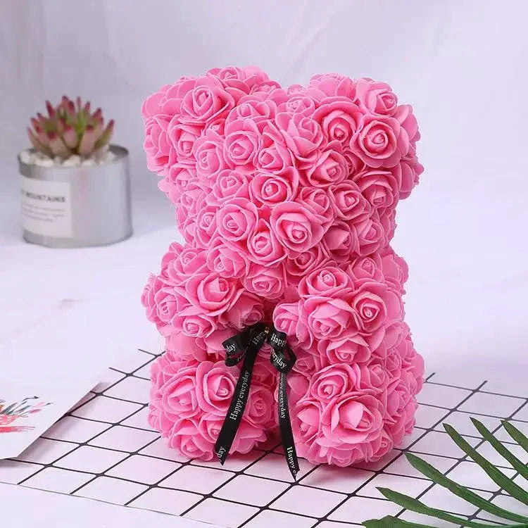 Rose Bear – Ours en Roses Artificielles en Mousse