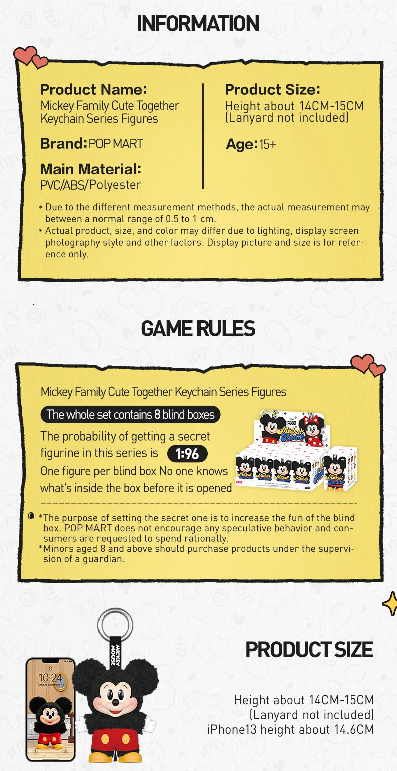 Pop Mart Disney Mickey Family Figurine Blind Box Kawaii Collection Édition Limiteé by Mon Labubu