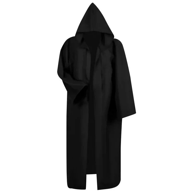 Costume cape médiévale à capuche – Noir et rouge
