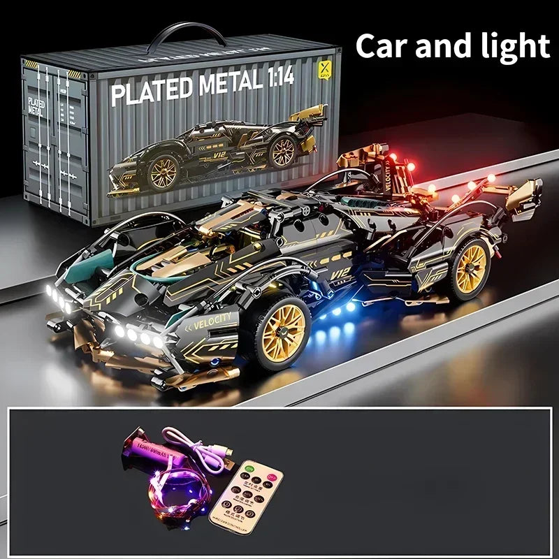 XMWL Roadster RC Tech Racer 1:14 Édition Limitée V12 Noire Briques Auto Bloquantes Collection by Mon Labubu