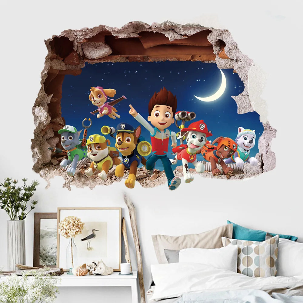 Autocollants Muraux Paw Patrol pour la Décoration de la Maison, Adhésifs Mignons, Anime Skye Chase, Graffiti Décoré, Cadeaux d'Anniversaire pour Garçon et Fille
