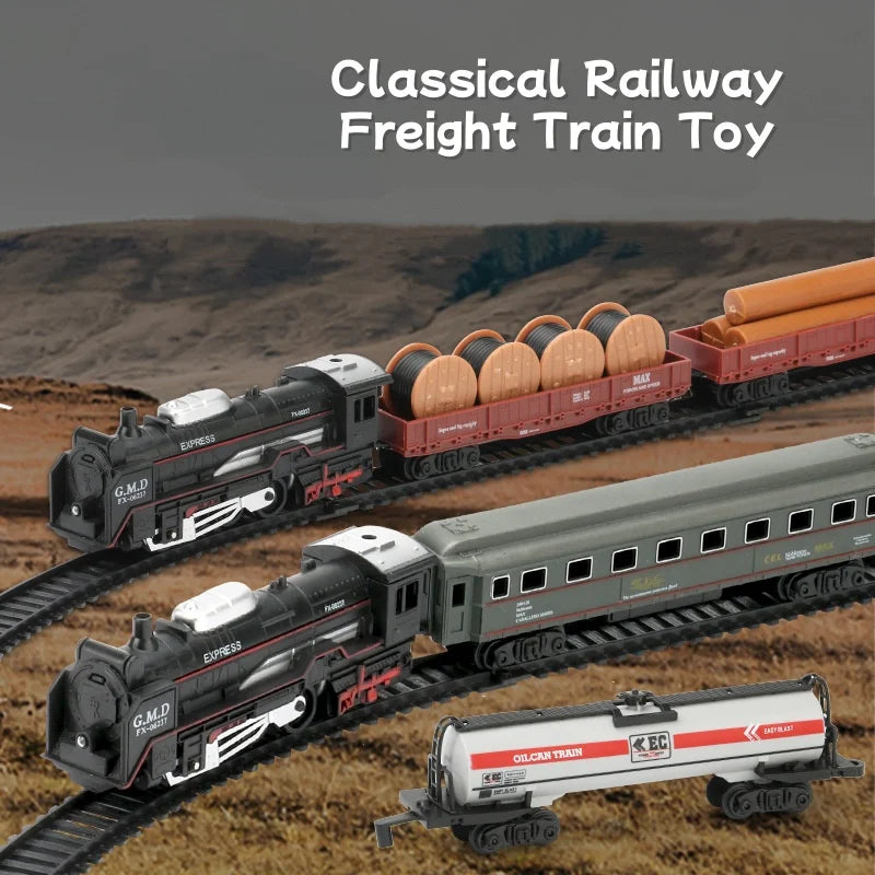 Ensemble de Train électrique avec lumières, modèle de Train de Locomotive avec entraîneur de passagers/voiture de chargement et pistes, cadeaux d'anniversaire et de noël pour enfants
