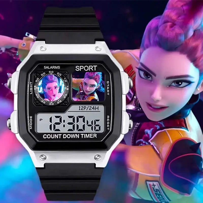 K-Pop Demon Hunters LED-Digitaluhr mit Silikonarmband - Anime