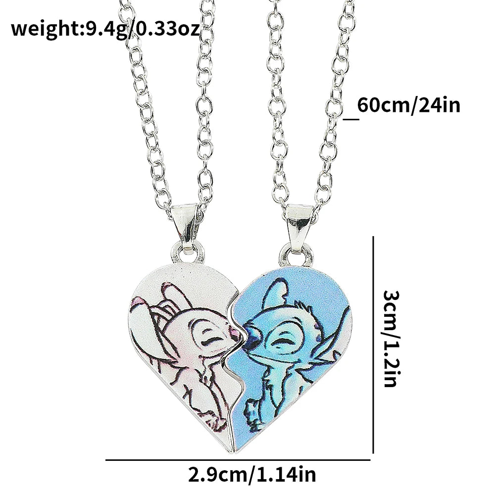 Bandai Collier Couple Stitch Et Angel Disney Bijoux Cœur Amour Édition Limitée Collection Lilo Stitch by POP MART INTERNATIONAL GROUP LIMITED