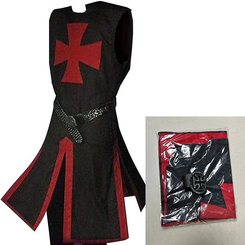 Medieval hooded cape costume – Black and red