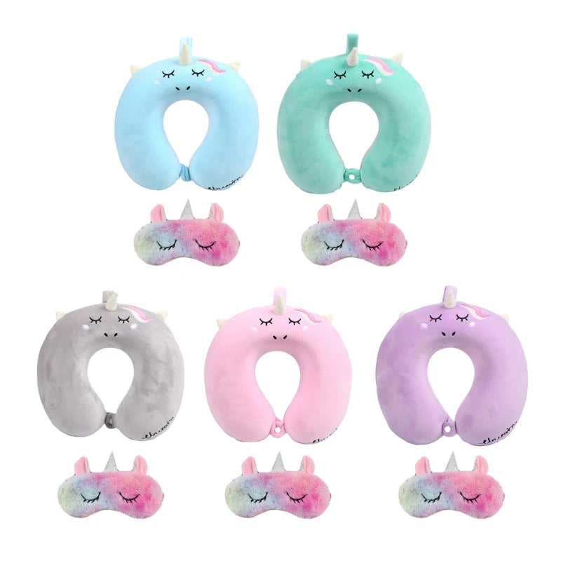 Oreiller avec masque pour les yeux, coussin tête cou, licorne, vol d'affaires, livraison directe