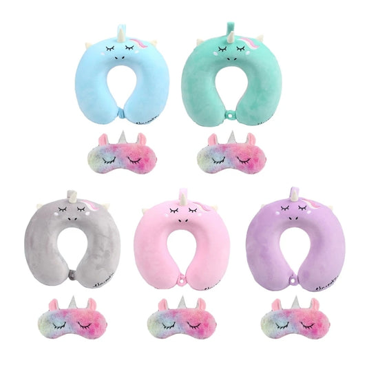 Oreiller avec masque pour les yeux, coussin tête cou, licorne, vol d'affaires, livraison directe