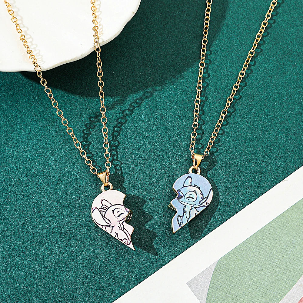 Bandai Collier Couple Stitch Et Angel Disney Bijoux Cœur Amour Édition Limitée Collection Lilo Stitch by POP MART INTERNATIONAL GROUP LIMITED