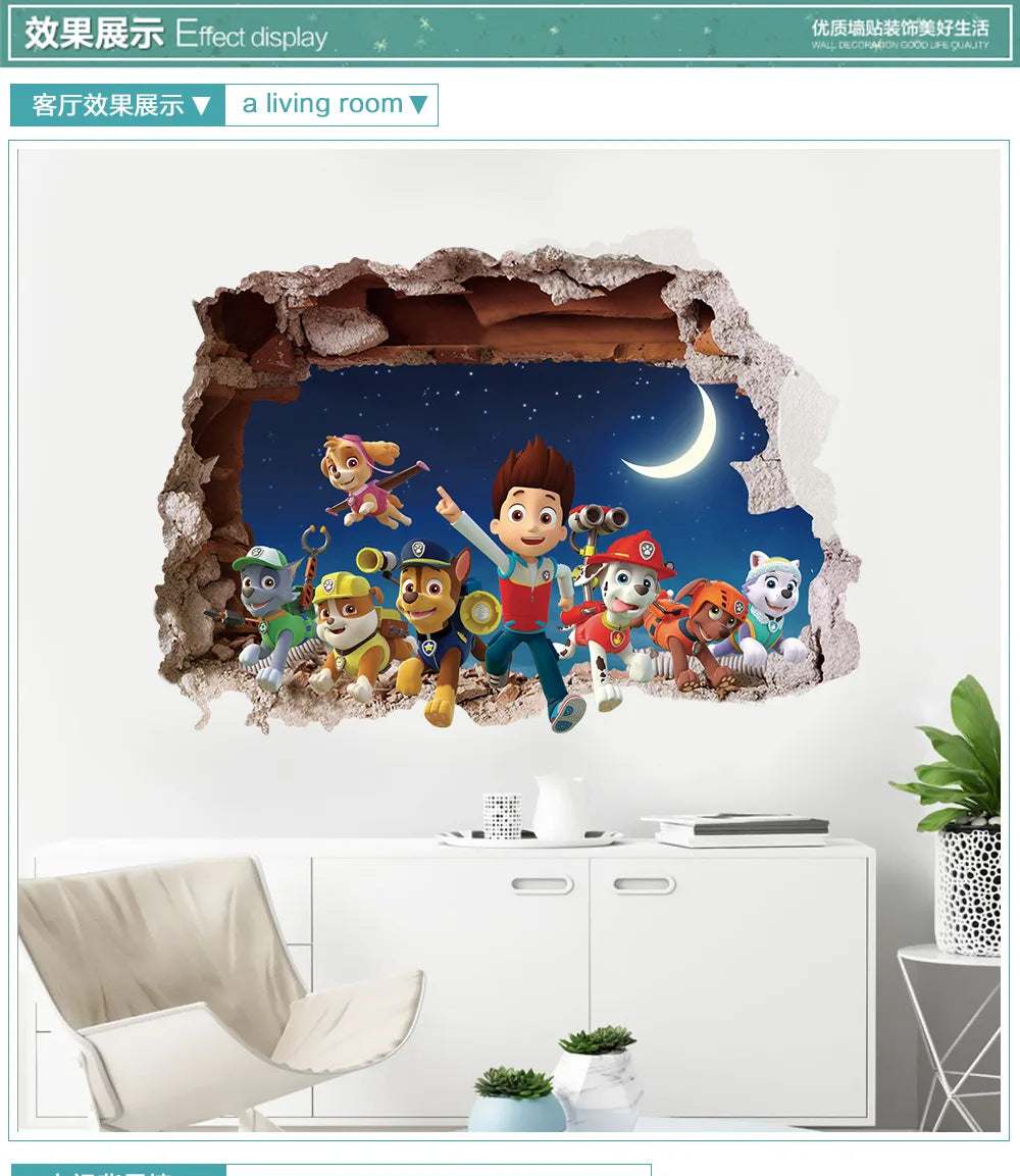 Paw Patrol Wall Stickers for Home Decoration, Cute Decals, Anime Skye Chase, Decorated Graffiti, Birthday Gifts for Boys and Girls
