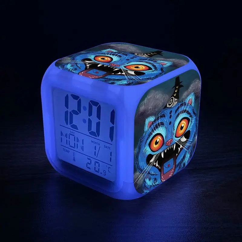 New K-Pop Demon Hunters Mira Jinu Zoey Cute Cartoon Student Alarm Clock Bedside Night Light Electronic Clock Decorative Ornament
