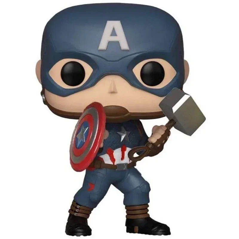FUNKO POP MARVELs Figure Jouets ENDGAME # 481 Captain America (avec Mjolnir) figurine modèle décoration poupée jouet cadeaux pour les enfants