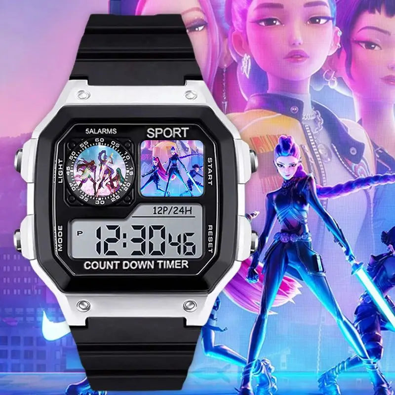 KPop Demon Hunters Montre Numérique LED Bracelet Silicone Anime