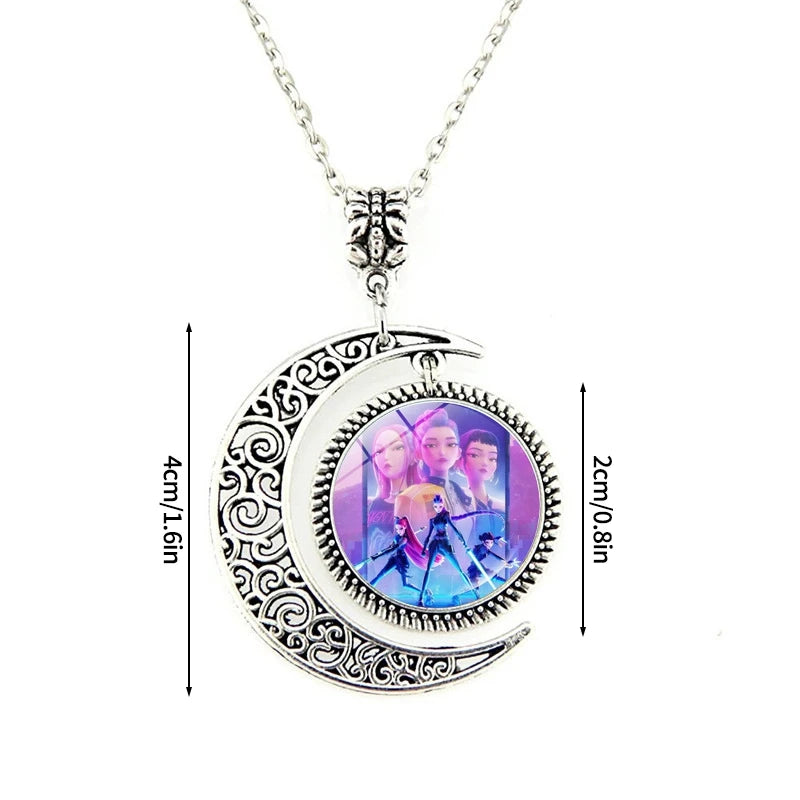 K-Pop-Idol-Anime-Paarkette mit herzförmigem Anhänger „Dämon H“, modische K-Pop-Idol-Halskette, Schmuck, Geschenkidee für Paare, Zeit-Edelstein-Halskette