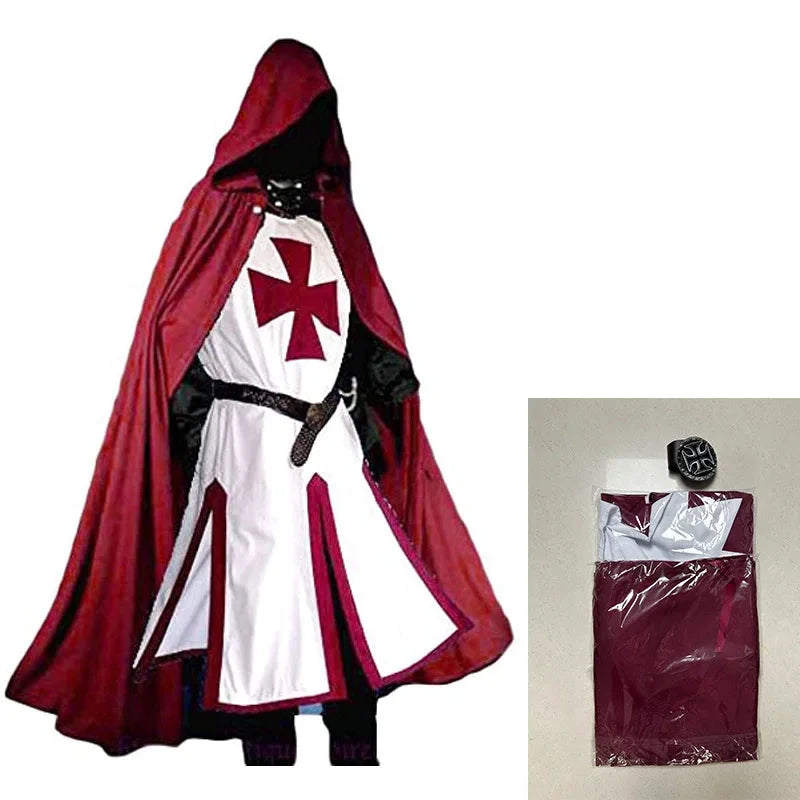 Medieval hooded cape costume – Black and red