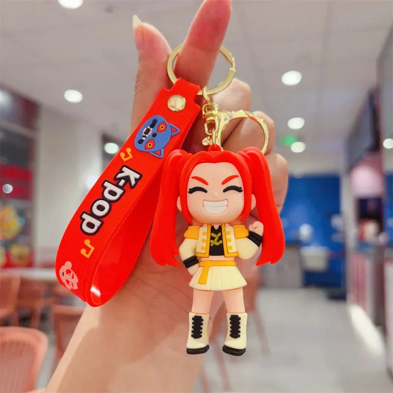 Demon Hunter Kpop Anime Keychain, Demon Slayer Vinyl Figure for Car Bag, Cute Doll Charm, Collectible Gift for Anime Fans
