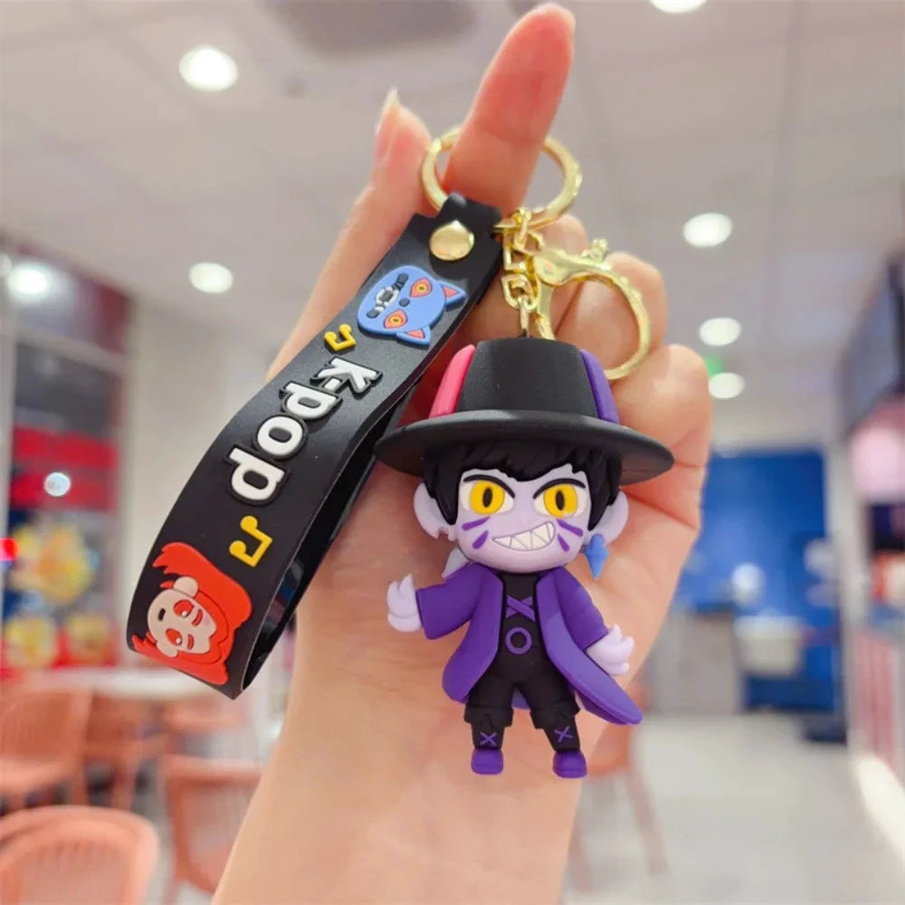 Demon Hunter Kpop Anime Keychain, Demon Slayer Vinyl Figure for Car Bag, Cute Doll Charm, Collectible Gift for Anime Fans