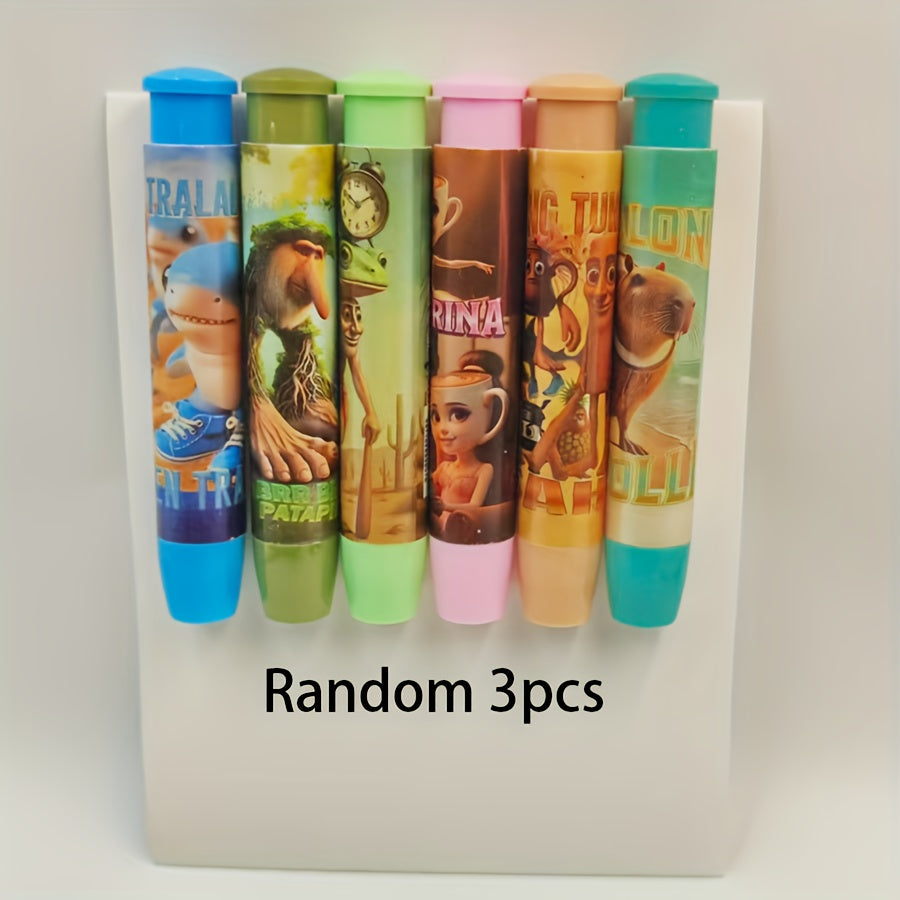 3 Gommes Rétractables Aléatoires – Thème Italian Brainrot Tralalero